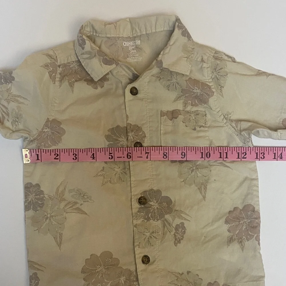 OshKosh B'gosh Beige Floral Button Down Shirt